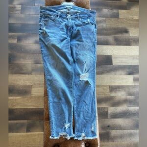 LOFT Boyfriend Distressed Jeans in Light Blue